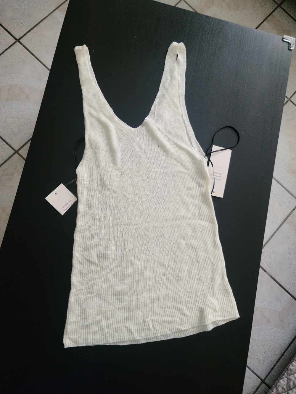 Double Zero White Ribbed V-Neck Tank